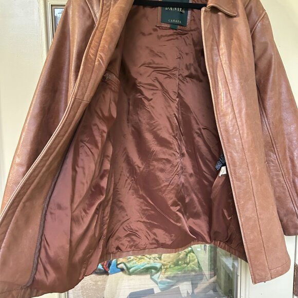 Vtg Danier Men’s Leather Brown 3/4 Coat (Fits Women’s L/XL) Lined Jacket Western - Picture 8 of 9